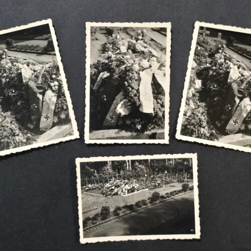 WWII Nazi German Soldier Grave Photo Lot NSDAP Swastika & Iron Cross Funeral Sashes