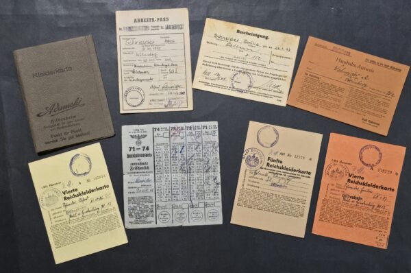 20260809_204118 Nazi German Schneider Family Document Archive WWII Third Reich Ration Cards Arbeits-Pass Hildesheim