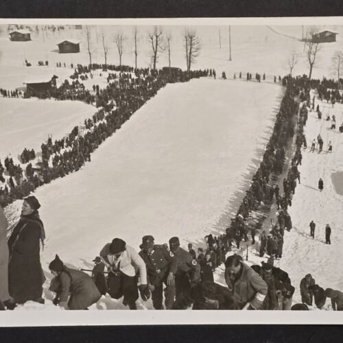 Original WW2 German 1944 Ski Race Photo Postcard SA Stormtroopers RAD Swastika Armbands