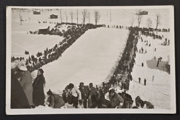 Original WW2 German 1944 Ski Race Photo Postcard SA Stormtroopers RAD Swastika Armbands