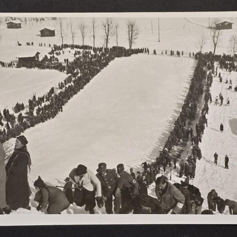 20260809_205350 Original WW2 German 1944 Ski Race Photo Postcard SA Stormtroopers RAD Swastika Armbands