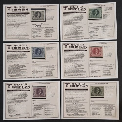 20260811_152923 WW2 Nazi German Third Reich Adolf Hitler 1943 Birthday Stamps w Display Cards Full Set x 6 MNH