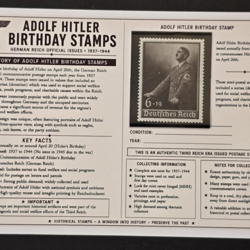 20260811_155031 1939 German Reichsparteitag Adolf Hitler Birthday Stamp 6+19pf w/ Historical Collector Card