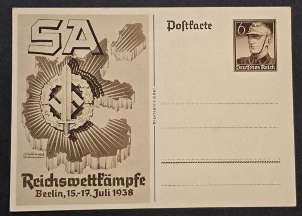 Original Nazi German Third Reich 1938 SA Stormtroopers Propaganda Postcard Berlin