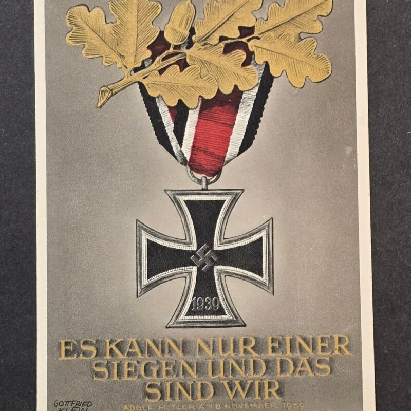 20260811_170137 Original 1939 EK2 Iron Cross Oak Leaves Gottfried Klein Art Postcard w Adolf Hitler stamp