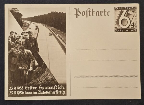 20260811_170255 Original Nazi German 1936 Hitler SS SA Autobahn 1000 KM Completion Third Reich Propaganda Postcard
