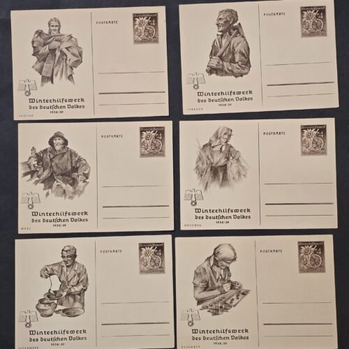 20260811_170427 Original WW2 Nazi German 1938/39 WHW Winter Help Set of 6 Propaganda Postcards