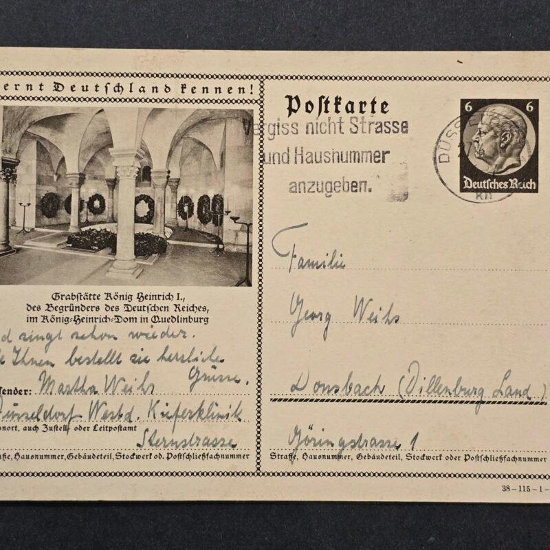 20260811_170747 Original WW2 Nazi German 1938 Quedlinburg King Heinrich I Tomb Propaganda Postcard