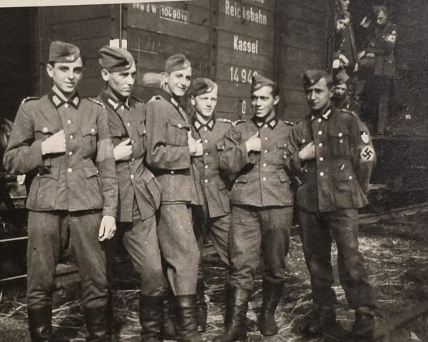 REICHSBAHN TRAIN KASSEL RAD soldiers w Swastika Armbands Military WW2 German War Photo