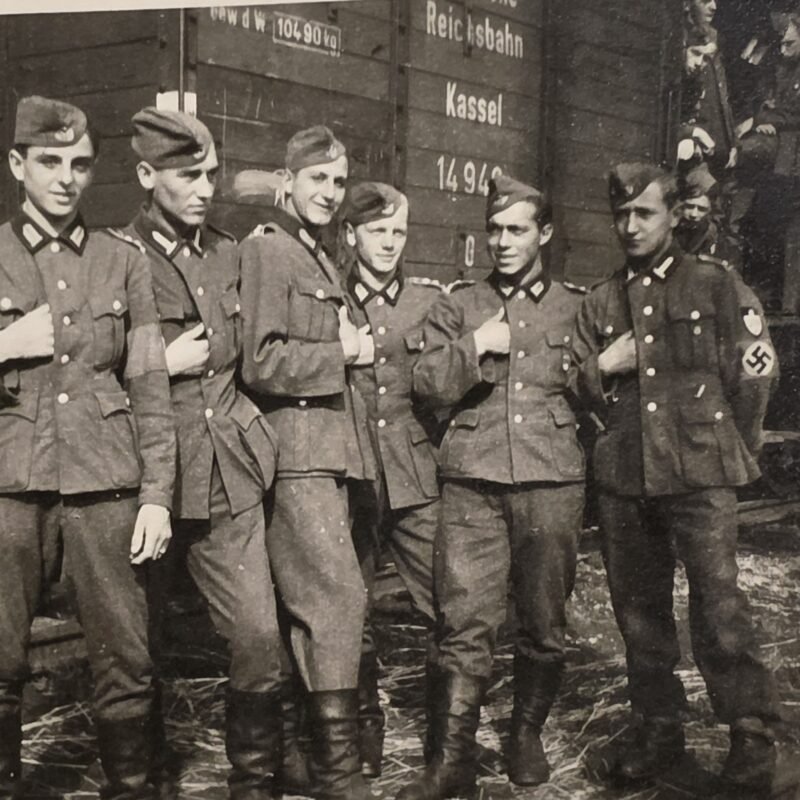 20260822_123317 REICHSBAHN TRAIN KASSEL RAD soldiers w Swastika Armbands Military WW2 German War Photo