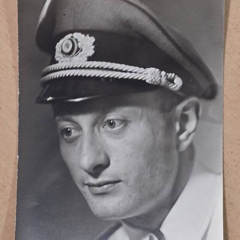 WEIRD Wehrmacht Officer w Visor Cap & No Eagle Insignia Military WW2 German War Photo