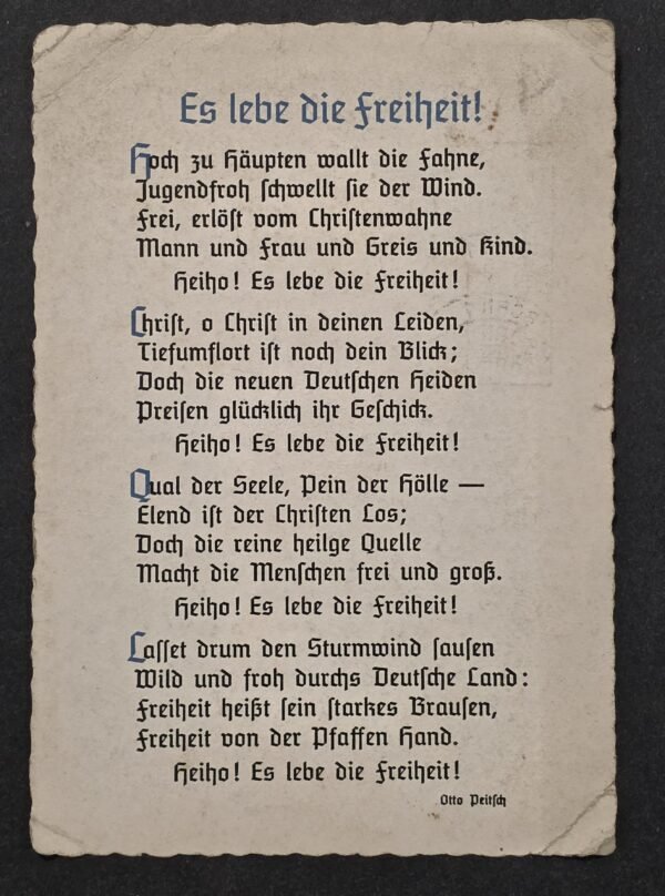 RARE 1937 Nazi German Third Reich Anti-Christian Propaganda Postcard Otto Peitsch