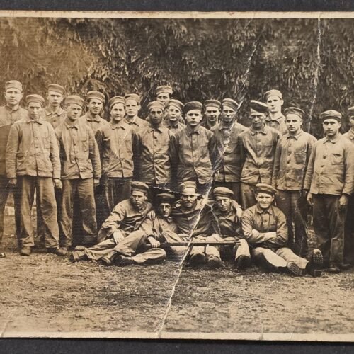 WWI Imperial German Soldiers Regiment Group Photo Postcard Uniforms 1918 RPPC