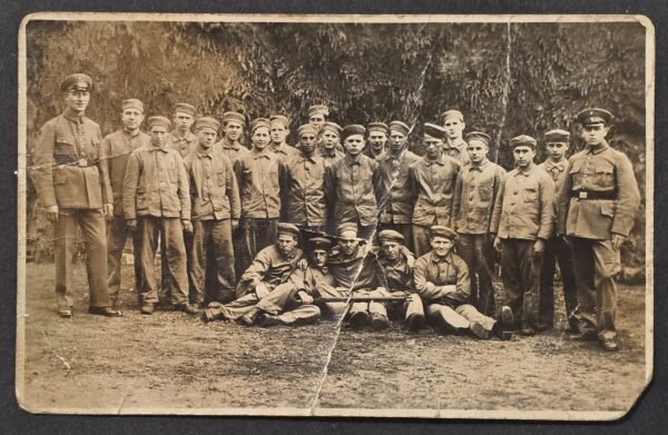 WWI Imperial German Soldiers Regiment Group Photo Postcard Uniforms 1918 RPPC