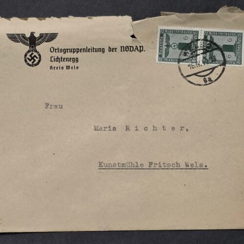 WW2 Nazi German NSDAP Ortsgruppe Third Reich Official Government mail cover w Swastika Eagle