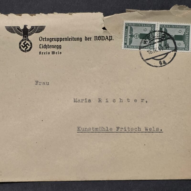 20260822_152359 WW2 Nazi German NSDAP Ortsgruppe Third Reich Official Government mail cover w Swastika Eagle