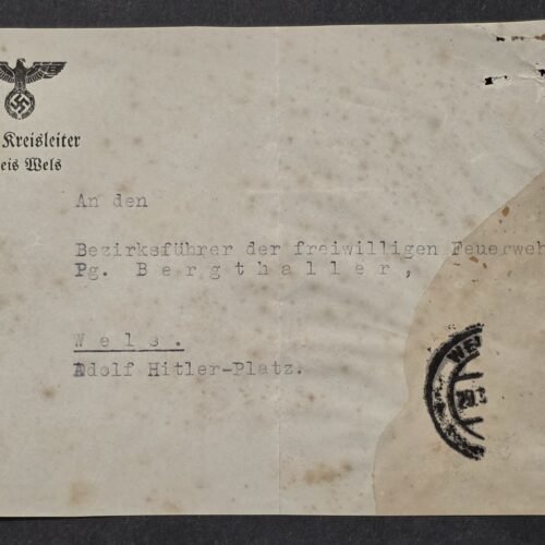 20260822_152421 HEIL HITLER! WW2 German NSDAP Kreisleiter Wels 1943 Letter Fire Brigade Adolf Hitler Platz Austria w Swastika Eagle