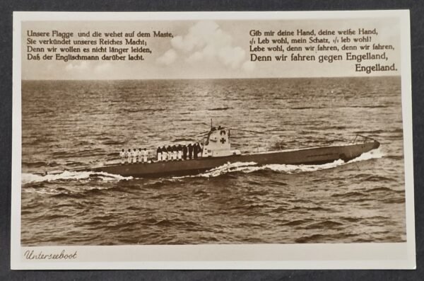 WWII German Kriegsmarine U-Boat Postcard Submarine England Song