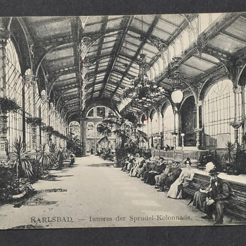 20260822_152646 WWI 1916 Karlsbad Austria Postcard Sprudel Colonnade Censored Mail to Bulgaria