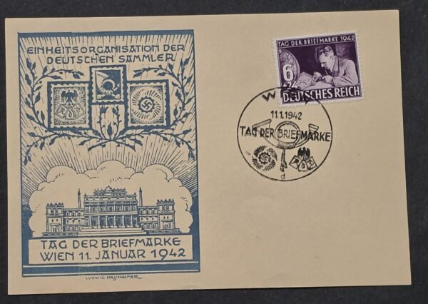20260822_152841 WW2 Nazi German 1942 Tag der Briefmarke Vienna Stamp Day Third Reich Propaganda Postcard