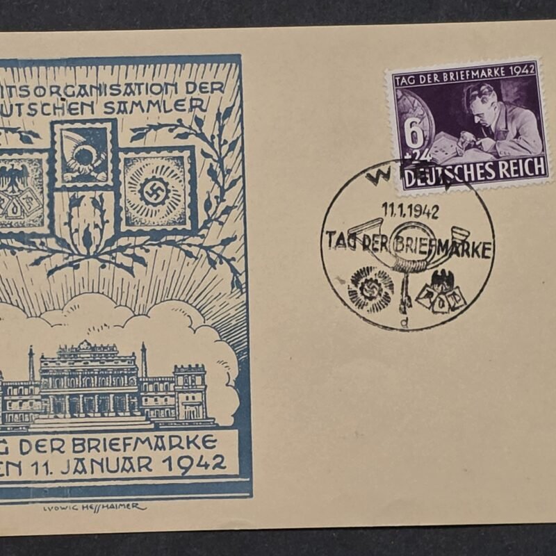 20260822_152841 WW2 Nazi German 1942 Tag der Briefmarke Vienna Stamp Day Third Reich Propaganda Postcard