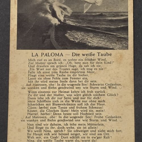WWII German Kriegsmarine La Paloma Sailor Song Postcard Military Feldpost 1941