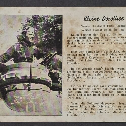 20260822_153027 WWII German Wehrmacht Panzer Tank Operator Soldier Postcard Feldpost Song