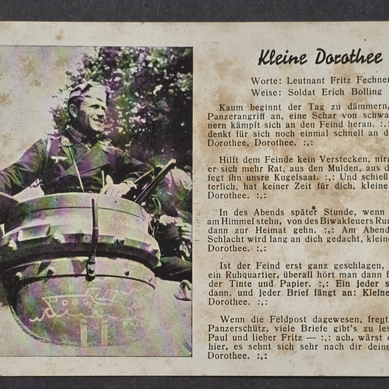 20260822_153027 WWII German Wehrmacht Panzer Tank Operator Soldier Postcard Feldpost Song