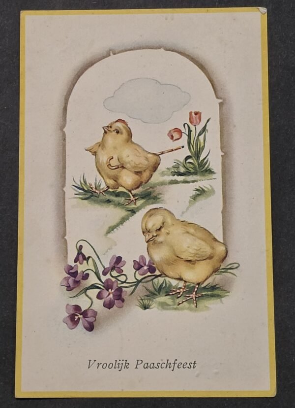 20260822_153056 WWII German Soldiers Feldpost Easter Postcard 1942 Dutch Vrolijk Paaschfeest Chicks