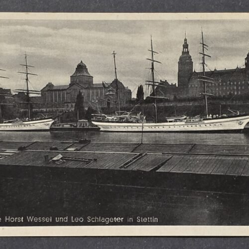 RARE! WWII Nazi German Kriegsmarine Photo Postcard Horst Wessel Leo Schlageter Stettin 1940