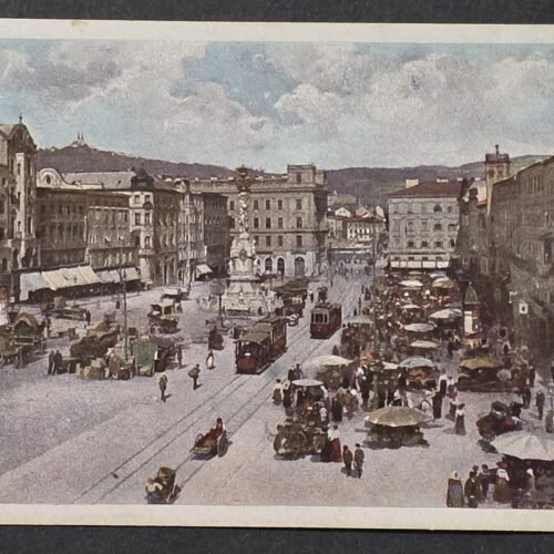 WWI German Austria Linz Kaiser Franz Josef Platz Postcard 1916 10 Heller Stamp