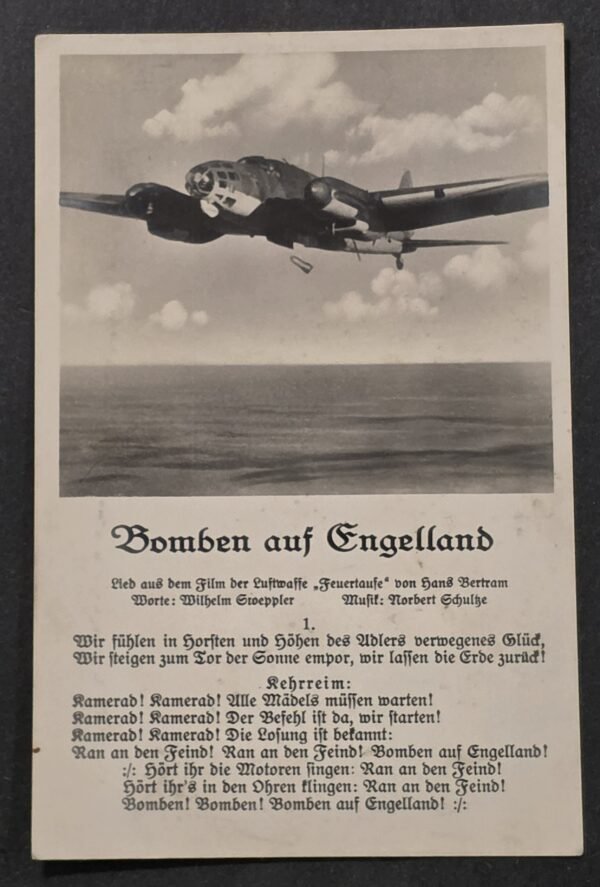 WWII Nazi German Luftwaffe Bomben auf Engelland Heinkel He 111 Military Postcard 1940