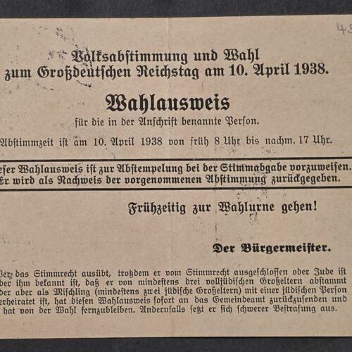 20260822_153714 RARE NSDAP Third Reich Nazi German National Socialist Antisemitic Voting ID Card Postcard