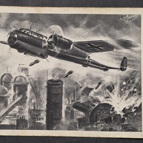 WWII German Junkers Ju 88 Bomber Postcard Mailed to W.E. Lager Salzburg Camp