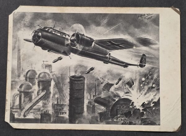 WWII German Junkers Ju 88 Bomber Postcard Mailed to W.E. Lager Salzburg Camp