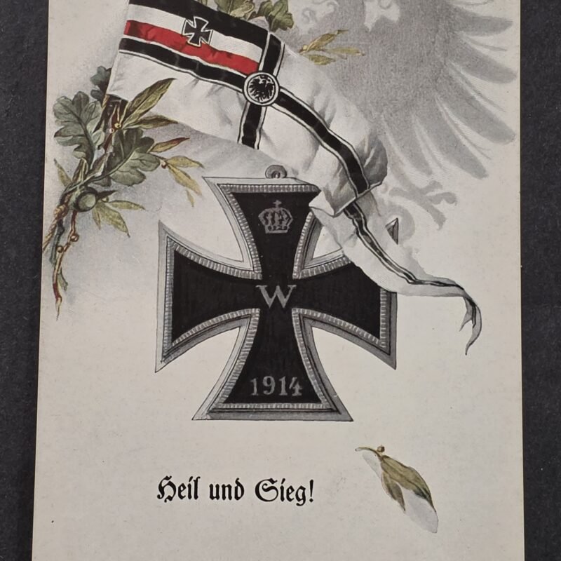20260822_154348 WWI Imperial German 1915 Iron Cross Medal Patriotic Postcard Heil und Sieg Augsburg