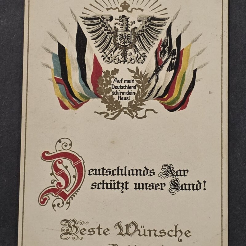 20260822_154407 WWI Imperial German 1915 Patriotic Postcard Imperial Eagle Flag New Year Austria