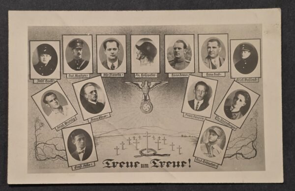 Rare Nazi German NSDAP Third reich 1934 Austrian July Putsch Martyrs “Treue um Treue” Propaganda Postcard
