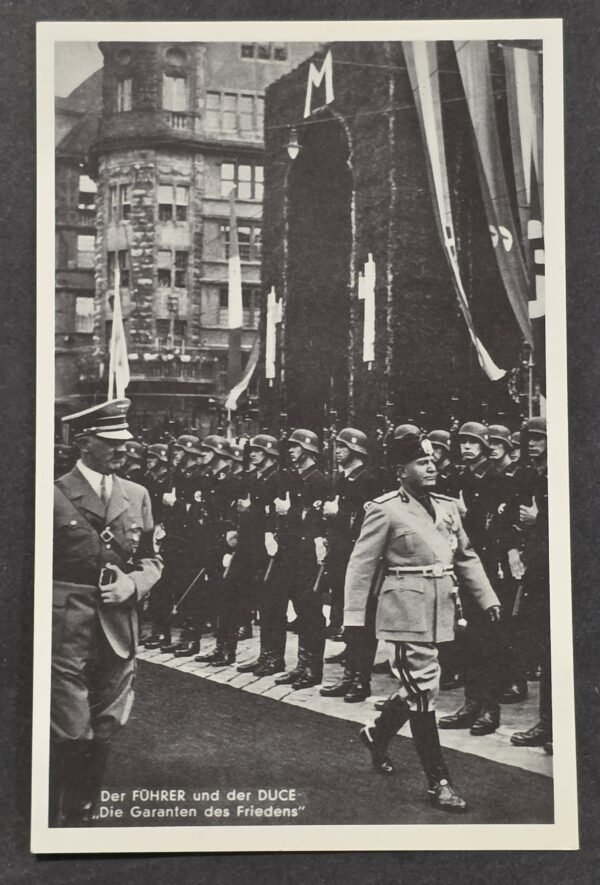 20260822_155221 1937 Nazi German Italy Friendship Hitler & Mussolini Photo Hoffmann Postcard