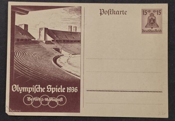 20260822_155334 Nazi German Third Reich 1936 Berlin Olympics German Postcard Olympic Stadium
