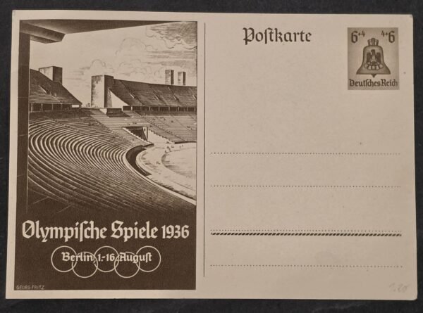 20260822_155359 Nazi German Third Reich 1936 Berlin Olympics German Postcard Olympic Stadium