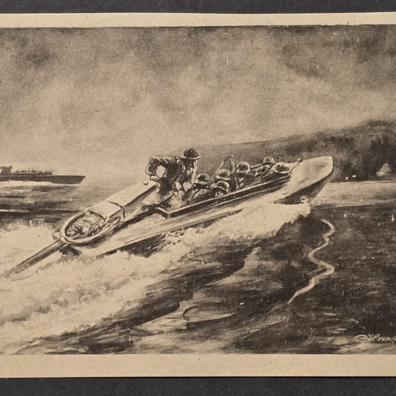 20260822_155427 WWII Nazi German Third Reich Soldiers Feldpost Art Postcard Sturmboot Wehrmacht Army Boat