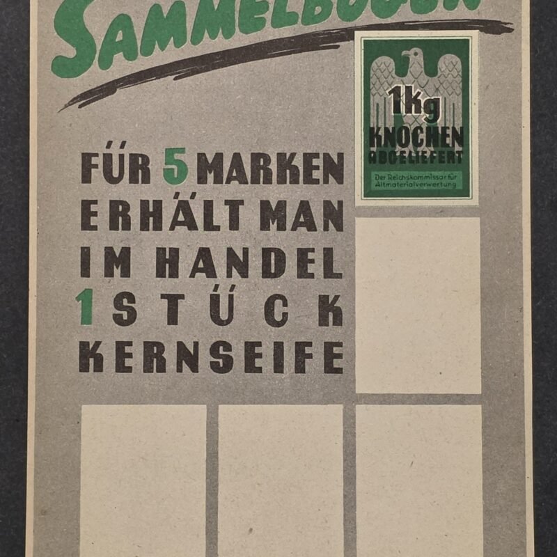 20260822_155553 Rare WWII Nazi German Third Reich Bone Collection Sammelbogen – 1kg Knochen Kernseife Soap Card