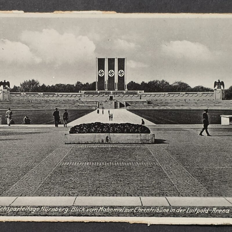 20260822_155721 1938 Third Reich Nazi Germany Nuremberg Reichsparteitag Luitpold Arena Postcard w Swastika Flags Banners HEIL HITLER!