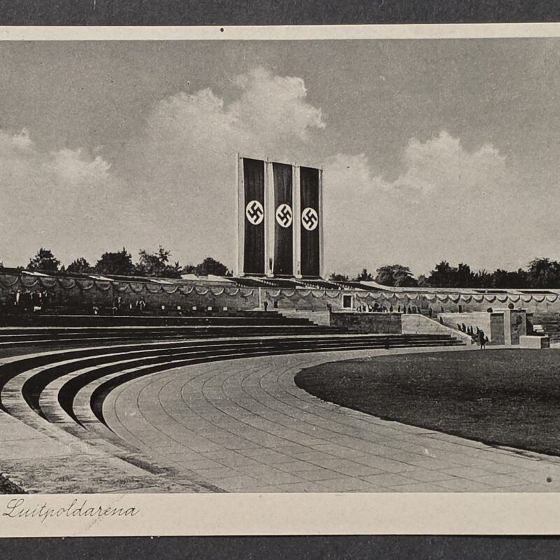 20260822_155927 Nazi German Third Reich Nürnberg Luitpoldarena Reichsparteitag Rally Grounds Photo Postcard w Swastika Flags Banners