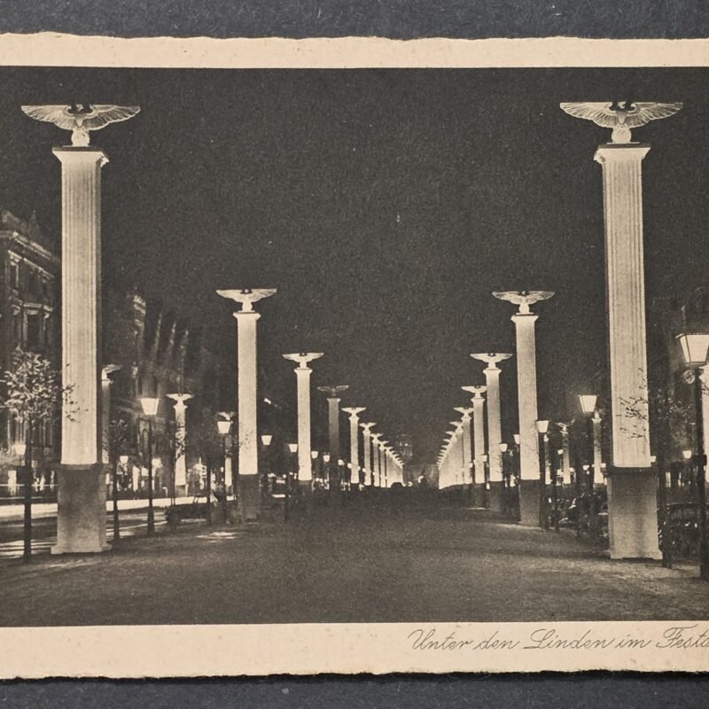 20260826_171255 WWII Nazi German Berlin at Night Eagle Columns Third Reich NSDAP Postcard 1941