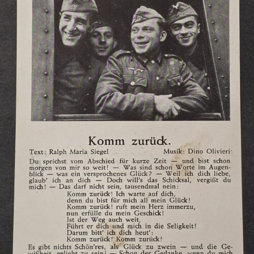 WWII Nazi German Wehrmacht Soldiers Reichsbahn Train Military Song Postcard