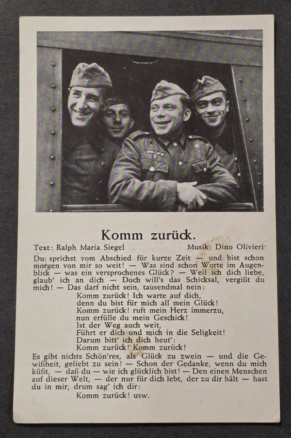 WWII Nazi German Wehrmacht Soldiers Reichsbahn Train Military Song Postcard