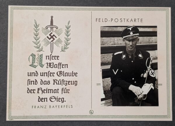 WWII Nazi German Third Reich Feldpost Postcard SS Reinhard Heydrich w sword Applied Photograph