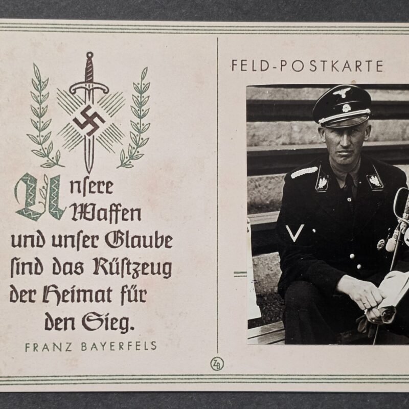 20260826_172821 WWII Nazi German Third Reich Feldpost Postcard SS Reinhard Heydrich w sword Applied Photograph